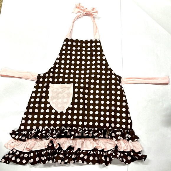 Apron Brown and Pink Polka Dot Design - Picture 2 of 7